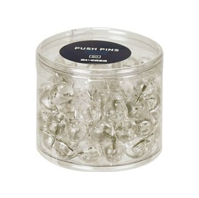 Box of 200 Transparent Push Pins
