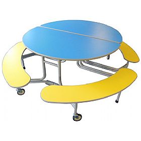 Oval Graduate 8 Seat Folding Dining Units With Benches