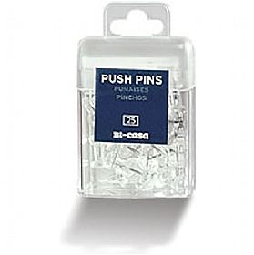 Box of 25 Transparent Push Pins