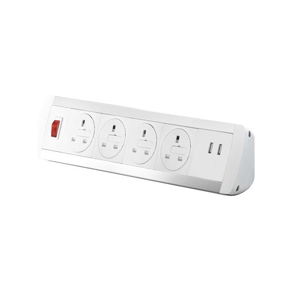 Desktop Power Module with 4 Mains Power Sockets and 2 USB Fast Charge Sockets Desktop Power