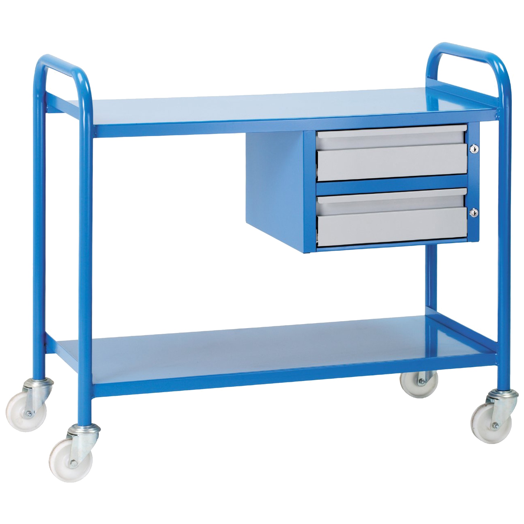 Steel 2 Shelf Trolley With Drawers Trolleys