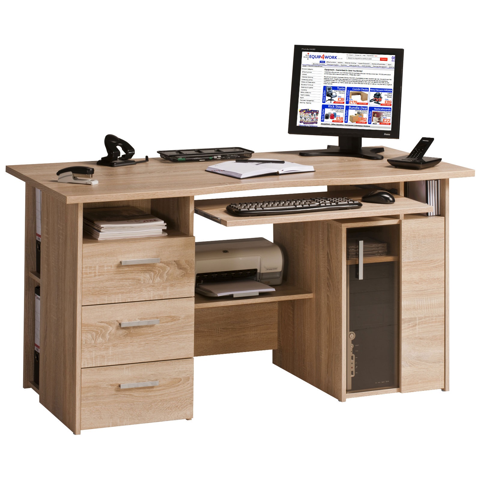 Brisbane Computer Desk Oak Home Computer Desks
