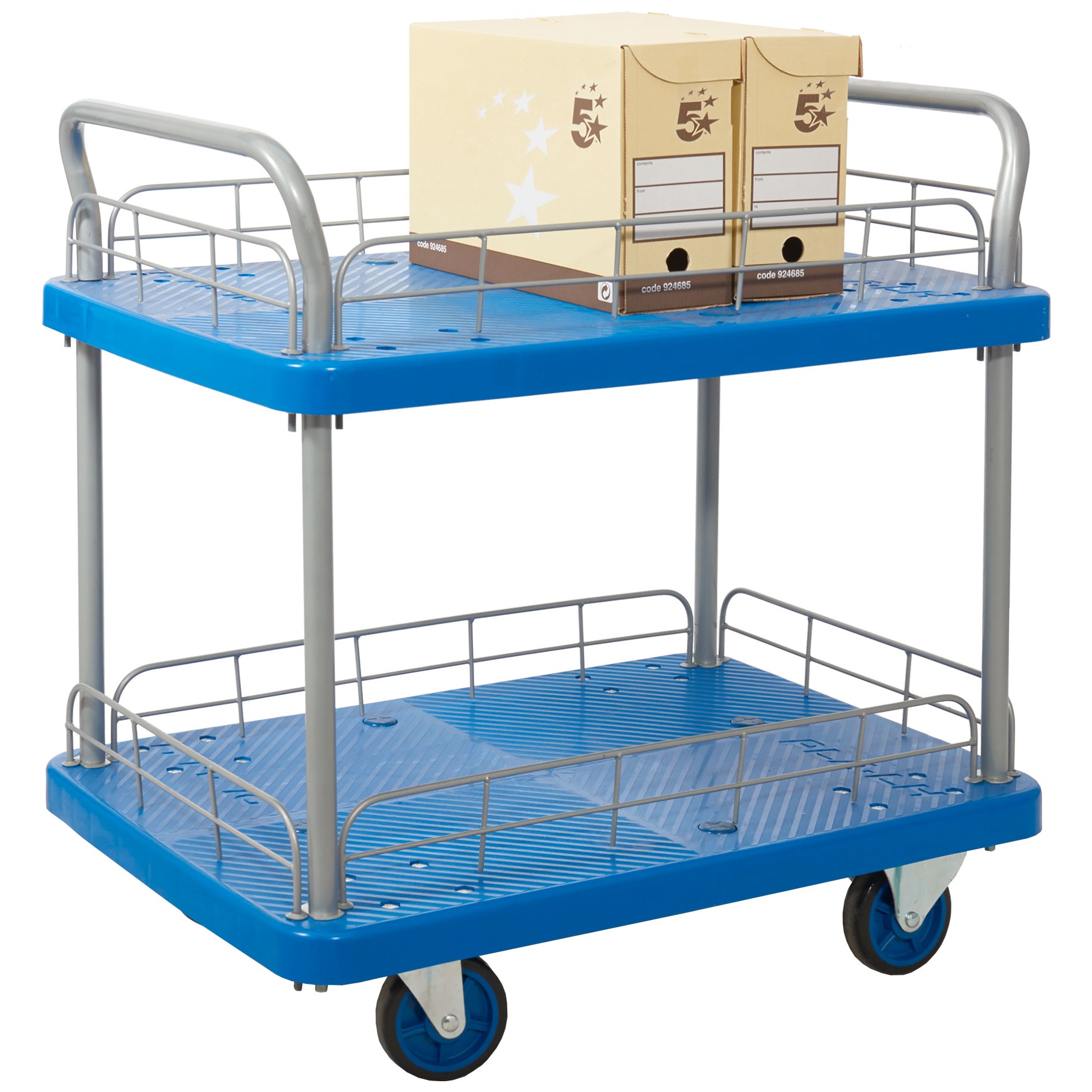 2 Shelf Trolley With Wire Surround Standard Shelf Trolleys