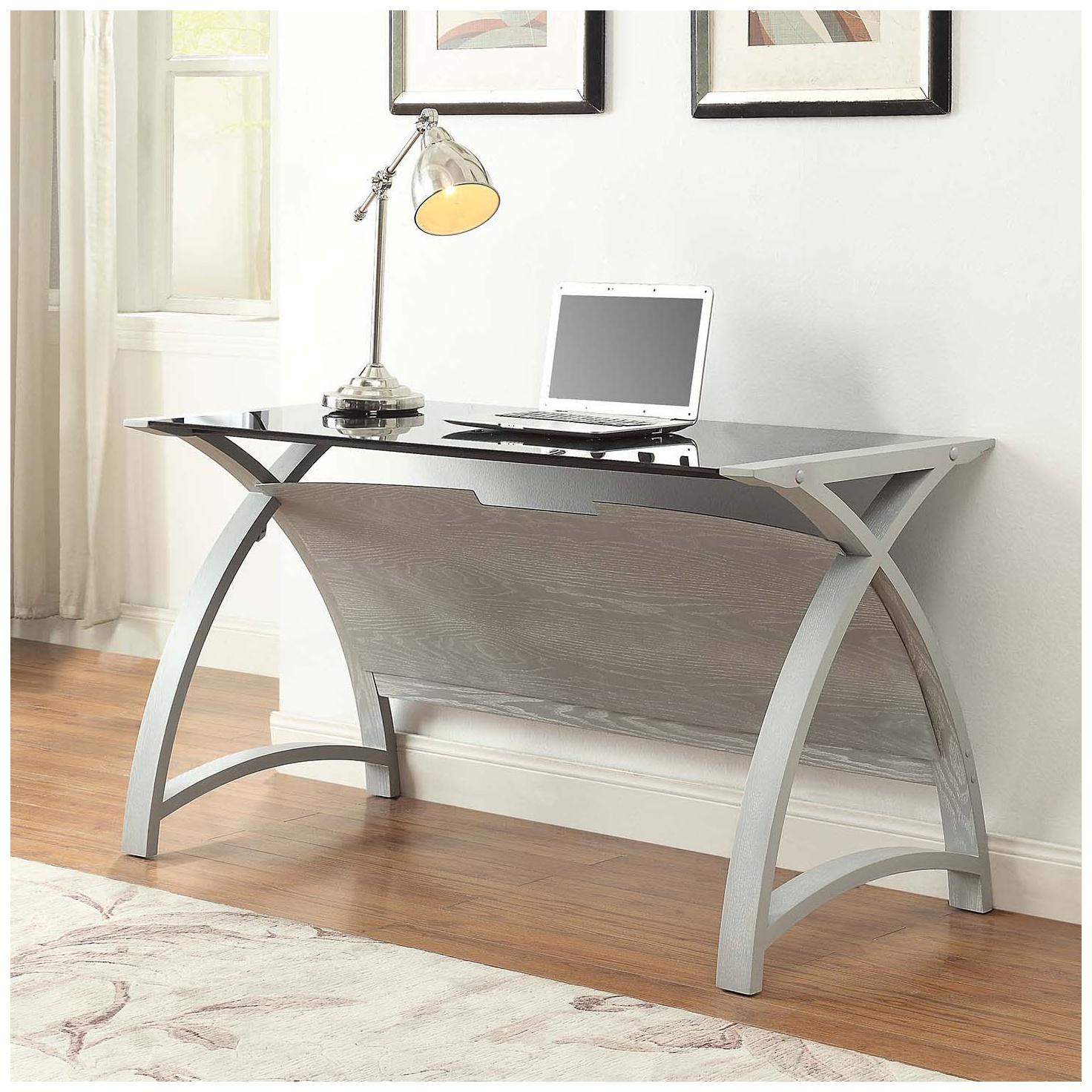 Spectrum Grey Real Wood Veneer Laptop Desk Home Computer Desks