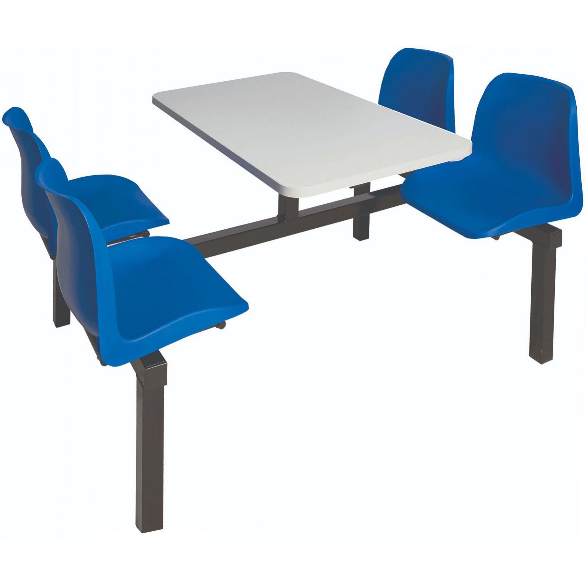 GS-INDUSTRIES 4 SEATER DOUBLE ENTRY CANTEEN FURNITURE TABLE AND CHAIRS Blue