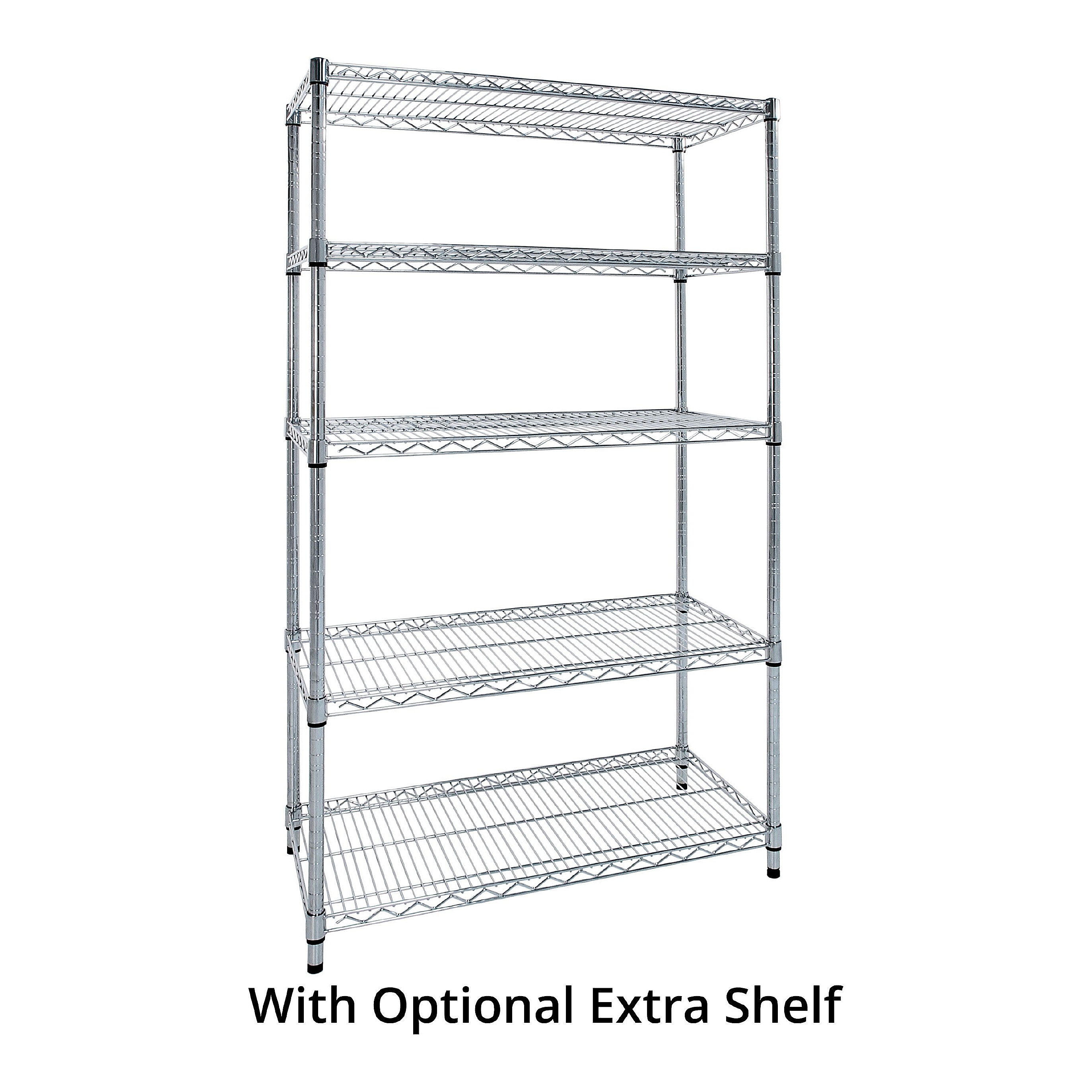 Chrome Wire Shelving Bay 4 Shelves 1525W x 1590H Chrome Shelving